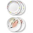 Corelle | Minnie Mouse Vitrelle Dinnerware Appetizer Plate Set | 4 Round, Easy-to-Clean Solid Glazed Plates | Triple-Layer Strong Glass Resistant to Chips and Cracks | Made in USA