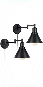 2 Lights Plug-in Cord Industrial Adjustable Wall Sconce