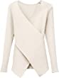 Women's V-Neck Wrap Slim Sweater Criss Cross Wrap Long Sleeve Pullover Tops Asymmetric Hem Knitted Crop Solid Pullover (Khaki,Large)