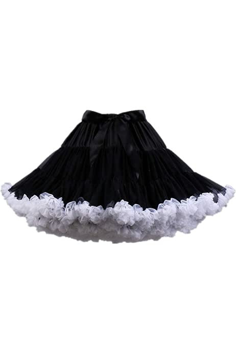 Womens 3-Layered Pleated Tulle Petticoat Tutu Puffy Party Cosplay Skirt