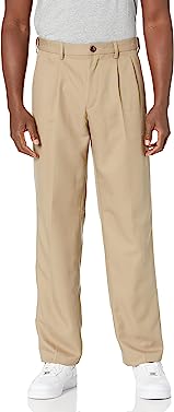 Amazon Essentials Men's Classic-Fit Expandable-Waist Pleated Dress Pant