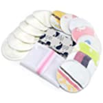 Nursing Breast Pads Set - 8 Cotton Pads + 6 Bamboo Pads Soft &amp; Washable for Breastfeeding Moms Keep Skin Fresh &amp; Dry - with Storage Bag &amp; Cleaning Bag
