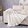 Soft Faux Fur Throw Blanket, 50&quot;x60&quot; Fuzzy Throw Blanket for Couch Bed Sofa Luxury Ruched Warm Plush Throws Blankets for Living Room Bedroom(Throw, White)
