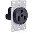 BESTTEN 50 Amp Flush Mounted Receptacle Outlet, Straight Blade, Commercial Grade, NEMA 6-50R, 2 Pole, 3 Wire, 250V, Grounded, UL Listed, Black 