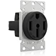 ELEGRP 50 Amps 125/250V Range Oven Stove Receptacle, Flush Mounting Power Outlet, NEMA 14-50R, Straight Blade Heavy Duty Range Receptacle, Grounding, 3 Pole 4 Wire, UL Listed, 1 Pack