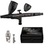 Master Pro Plus Airbrush Set, Model 120 - Elite Level Spray Performance Dual-Action Gravity Feed Airbrush Kit with Case, 0.3mm Tip, 2 Cups, Filter - Auto-Graphics, Art, Cake, Tattoo, Craft Hobby Paint