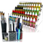 Acrylic Paint Organizer &amp; Paint Brush Holder (Pewter Beads). Perfect for Craft &amp; Hobby Paint Storage. The Acrylic Paint Rack fits 2oz Acrylic Paint Bottles, Paint Tubes, Miniature Paints &amp; more.