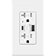 USB C Outlet PD 24W Power Delivery Receptacle 4.8A, Receptacle in-Wall Charger with 20 Amp, 125 Volt Tamper-Resistant Outlet, White Not for laptops (USB c PD 1pack)