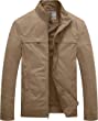 WenVen Men's Canvas Military Style Jacket Casual Lightweight Cotton Coat