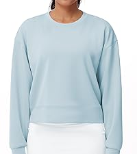 Women''s Crewneck Cropped Pullover Sweatshirt Cute Basic Long Sleeves Workout Tops