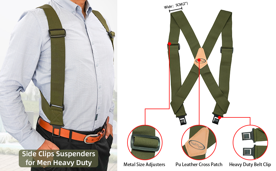 side clip suspenders for men heavy duty 