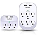 2 Pack Wall Surge Protector, Multi Plug Outlet Extender, Mount Outlet Wall Adapter with 2 USB Charging Ports 2.4 A, 490 Joules, ETL Certified for Home, School, Office