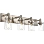 TULUCE 4-Light Bathroom Lighting Modern Brushed Nickel Vanity Light Fixture Over Mirror,E26 Base Industrial Wall Lamp with Clear Glass Shade Wall Sconce for Bathroom,Hallway, Makeup Dressing Table