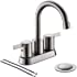 phiestina Brushed Nickel 4 Inch 2 Handle Centerset Lead-Free Bathroom Sink Faucet, with Copper Pop Up Drain and 2 Water Suppl