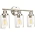Vanity Wall Light Fixtures, Modern 3 Lights Wall Sconce with Clear Glass Shade, Brushed Nickel Farmhouse Wall Lamp for Bathro