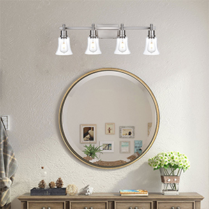 4-Light Bathroom Vanity Light Fixtures,Industrial Wall Lighting with Clear Glass Shade