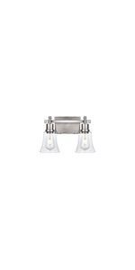 2-Light Bathroom Vanity Light Fixtures,Industrial Wall Lighting with Clear Glass Shade