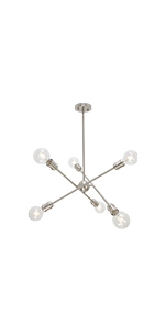 6-Light Sputnik Chandelier Lighting Industrial Hanging Pendant Lights Vintage Brushed Nickel