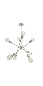 8-Light Sputnik Chandelier Brushed Nickel Modern Pendant Lighting