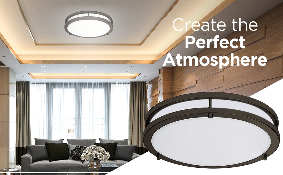 LED flush mount ceiling light bronze round lighting fixture hallway room stairwell kitchen