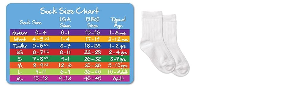 Jefferies socks, boys, toddler, cotton, crew, rib, dress, everyday, socks, size guide