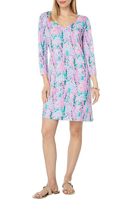 womens 3/4 Sleeve Tessa V-neck Dress