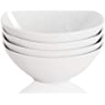 Buyajuju Serving Bowls, White Salad Bowls Set of 4, 43 Ounce Large Ramen Noodle Fruit Bowls