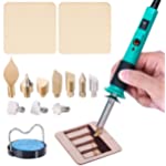 YIHUA 930-IV Pyrography Wood Burning Pen Kit Adjustable Temperature, Power Switch, Heat Deflector, Rubber Grip with 13PCS Accessories, Stencil, Wood Pieces, for Woodburning DIY Crafts