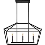 MOTINI 3-Light Kitchen Island Lantern Pendant Linear Chandelier Black Rod Hanging Light, 32&quot;x 12&quot;x 19&quot;