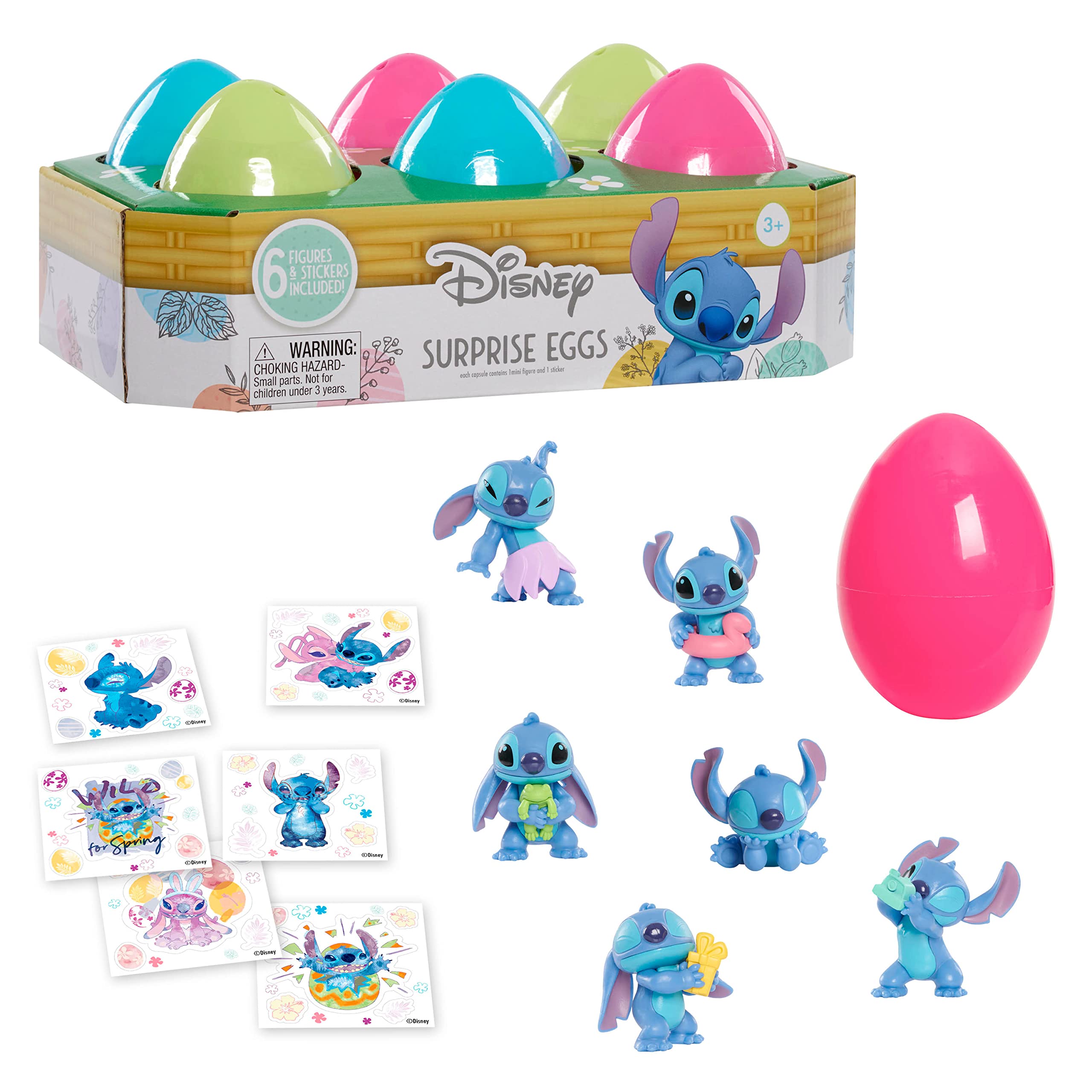 Just Play Disney Stitch Surprise Eggs Easter Basket Stuffers, Blind Bag Collectible Figures in Capsule, Officially Licensed Kids Toys for Ages 3 Up, Gifts and Presents