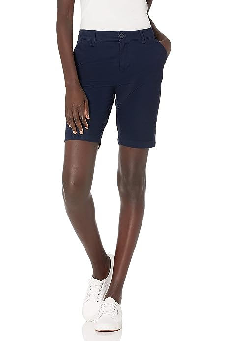 Women's Mid-Rise Slim-Fit 10 Inch Inseam Bermuda Khaki Short