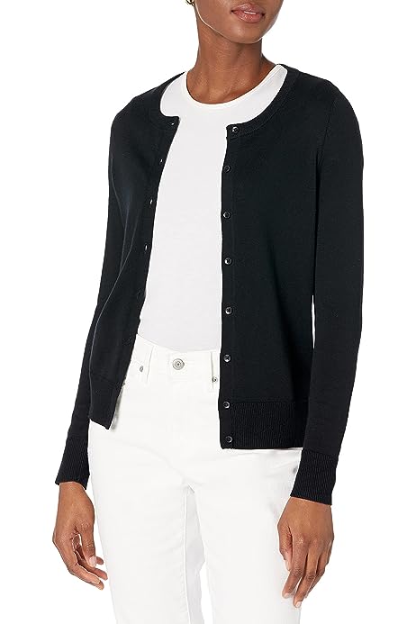 Women's Lightweight Crewneck Cardigan Sweater (Available in Plus Size)