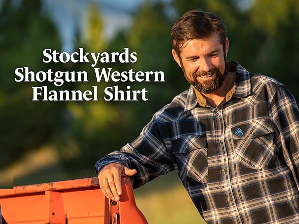 Men''s Stockyards Shotgun Western Flannel Shirt