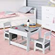 Costzon Kids Table and Chair Set, 3 in 1 Wooden Activity Table for Toddlers Arts, Crafts, Drawing, Reading, Playroom, Toddler Table and Chair Set w/ 2 in 1 Tabletop, Storage Space, Gift for Boy &amp; Girl