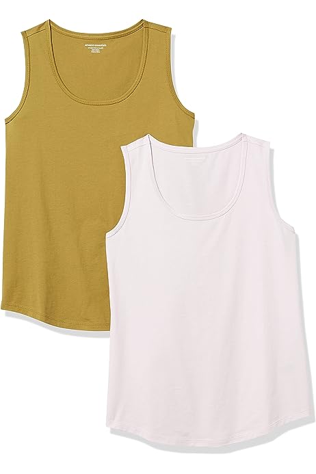 Women's Classic-Fit 100% Cotton Sleeveless Tank Top, Pack of 2