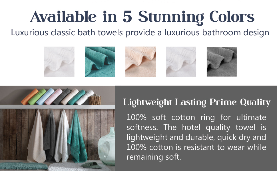 5 Color Options Bath Towels