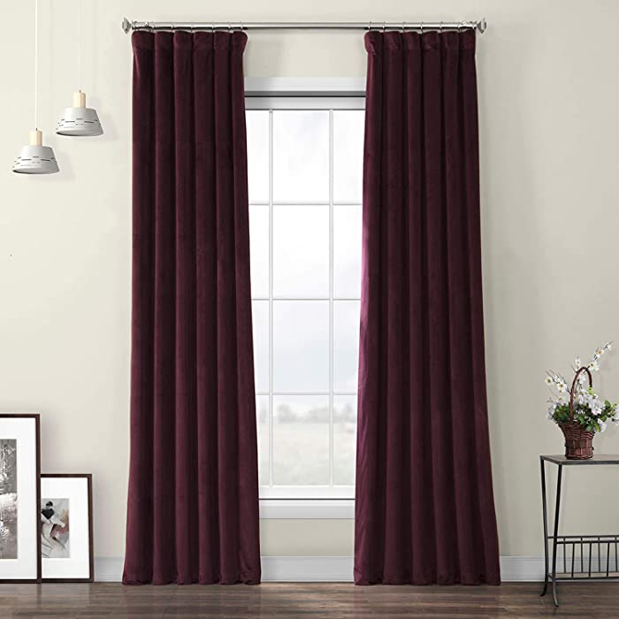 HPD Half Price Drapes Heritage Plush Velvet Curtains for Living Room 50 X 96 (1 Panel), VPYC-190162-96, Winter Plum