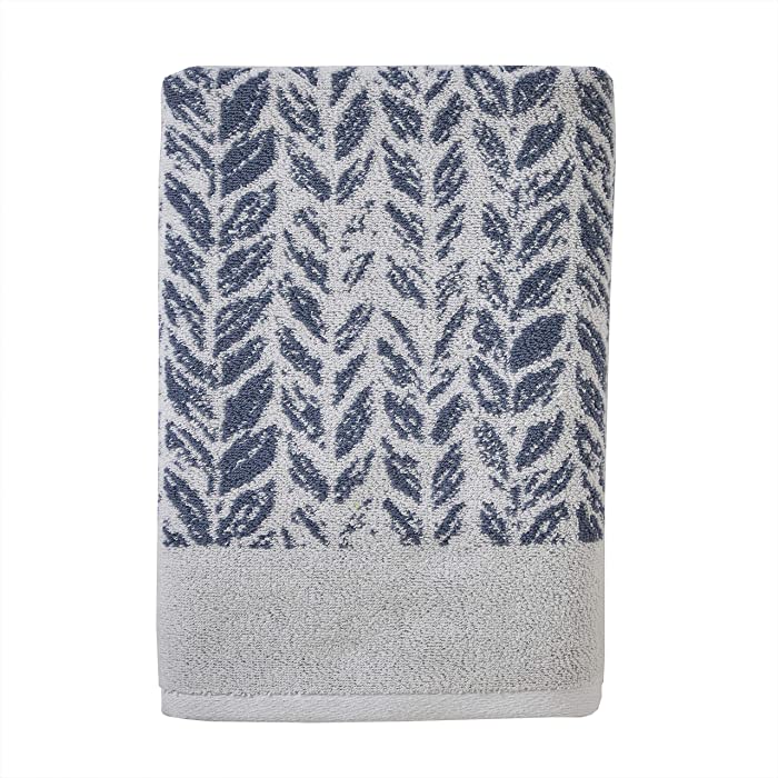 SKL Home by Saturday Knight Ltd. Distressed Leaves Bath Towel,Denim Blue