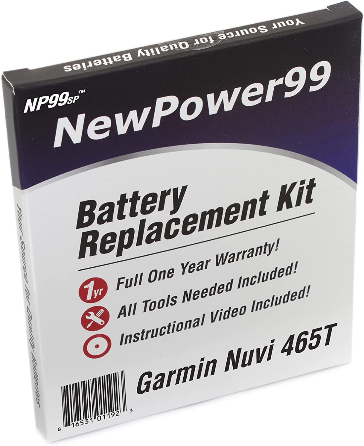 NewPower99 Battery Replacement Kit with Battery, Video Instructions and Tools for Garmin Nuvi 465T