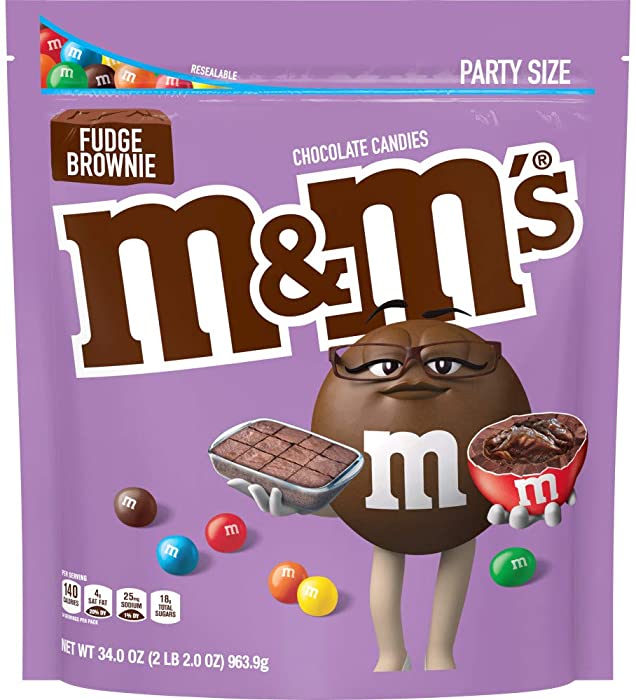 M&M'S Fudge Brownie Chocolate Candy Party Size, 34 oz Bag