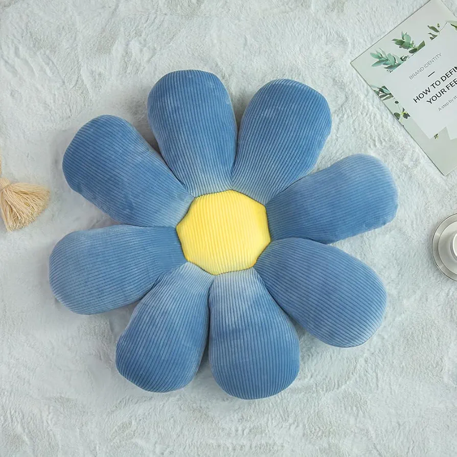 Flower Pillow,Flower Shaped Throw Pillow,Flower Shaped Seating Cushion, Floor Pillow, Cute Room Decor & Plush Pillow (23.6, Cornflower Blue)