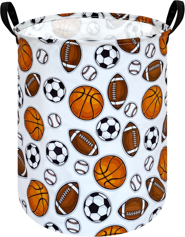 19.7 Inch Boys and Girls Laundry Basket Balls Laundry Hamper Storage Basket Fabric Material Organization Basket, Storage Bin, Toy Box,Gift Basket with Handles for Room