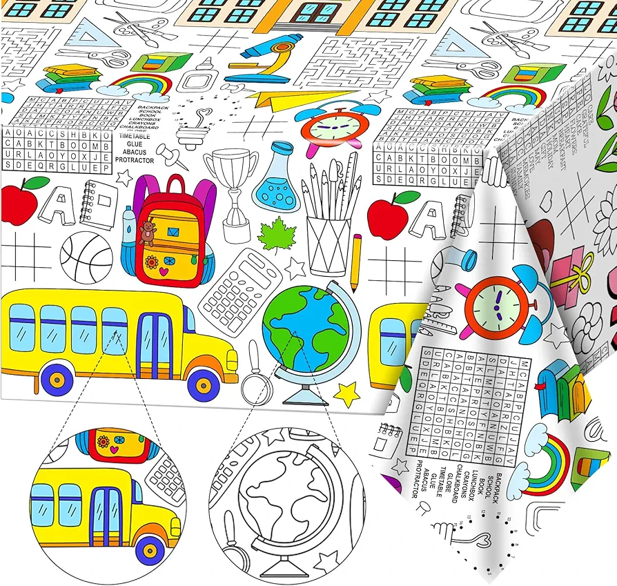 Giant Coloring Poster Back To School Coloring Posters for Kids Jumbo Classroom Coloring Table Cloth Coloring Table Cover Large Welcome Back To School Wall Banner Party Decoration Game Supplies