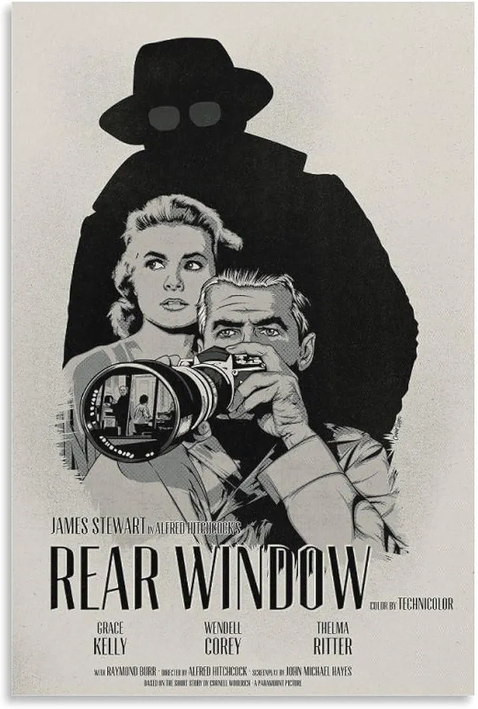 Rear Window Vintage Movie Posters Illustrated Poster Canvas Wall Art Prints for Wall Decor Room Decor Bedroom Decor Gifts Posters 20x30inch(50x75cm) Unframe-style