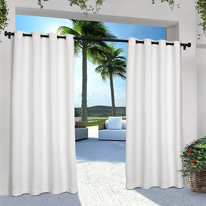 Exclusive Home Indoor/Outdoor Solid Cabana Grommet Top Curtain Panel, Winter White, 54x96, 2 Piece