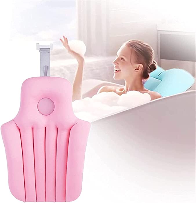 HSBOY Bath Bath Pillow, Full Body 3D Spa Bath Mattress for Head and Back Support (Color: Blue, Pink, Size: Short Style)