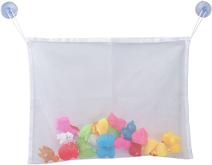 LINHU Baby Bathroom for Infant Bath Toys Folding Hanging Net Bag Sucker Design Bath Toys Bag Toy Organizer Doll Organizer Toy Mesh Bag(One Grid Bag)