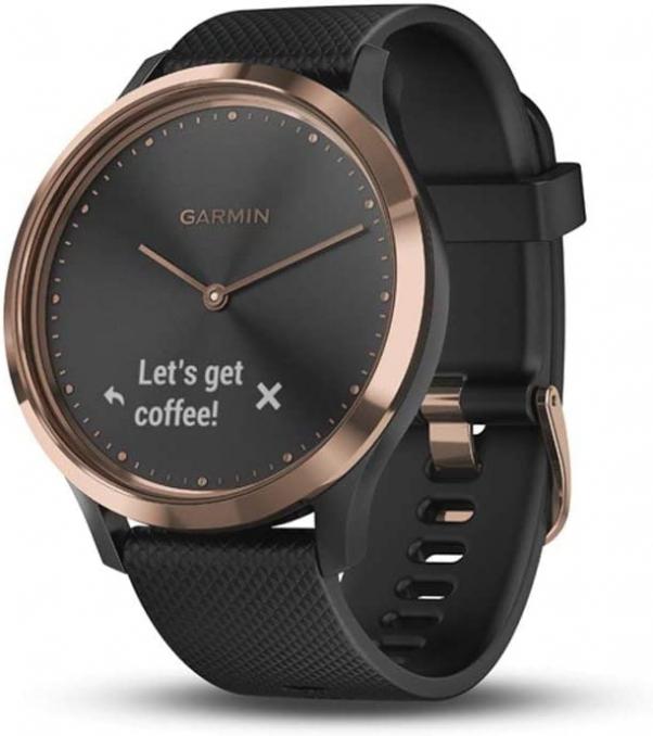 Garmin vívomove HR, Hybrid Smartwatch Men Women, Black/Rose Gold (Renewed)