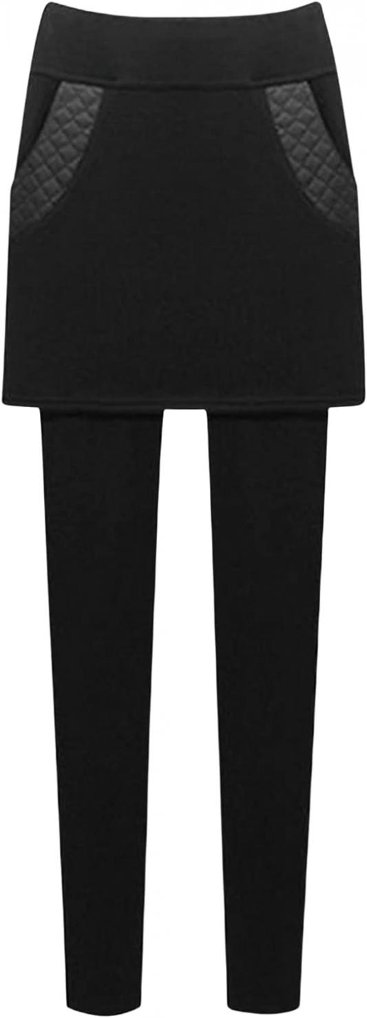 AMEBELLE Women's Sherpa Fleece Lined Leggings with Skirt Yoga Active Golf Tennis Skirted Legging