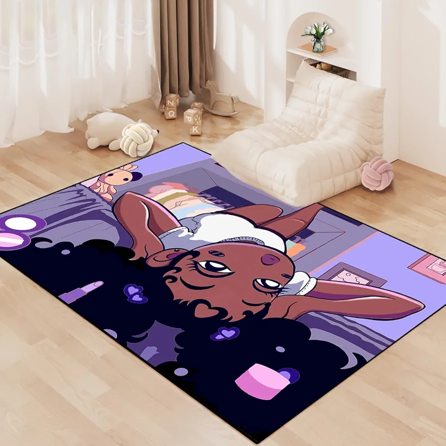 Black Girl Area Rug for Bedroom African American Girls And Boys Floor Rugs for Living Room Playroom Cartoon Art Home Decor Soft Small Carpets Yoga Mats for Women Afro Purple 35/''x 23/''(2 x 3 Feet)